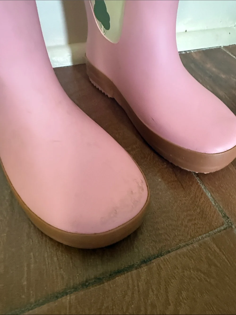 Kids Pink Waterproof Rain Boots with Tree Motif